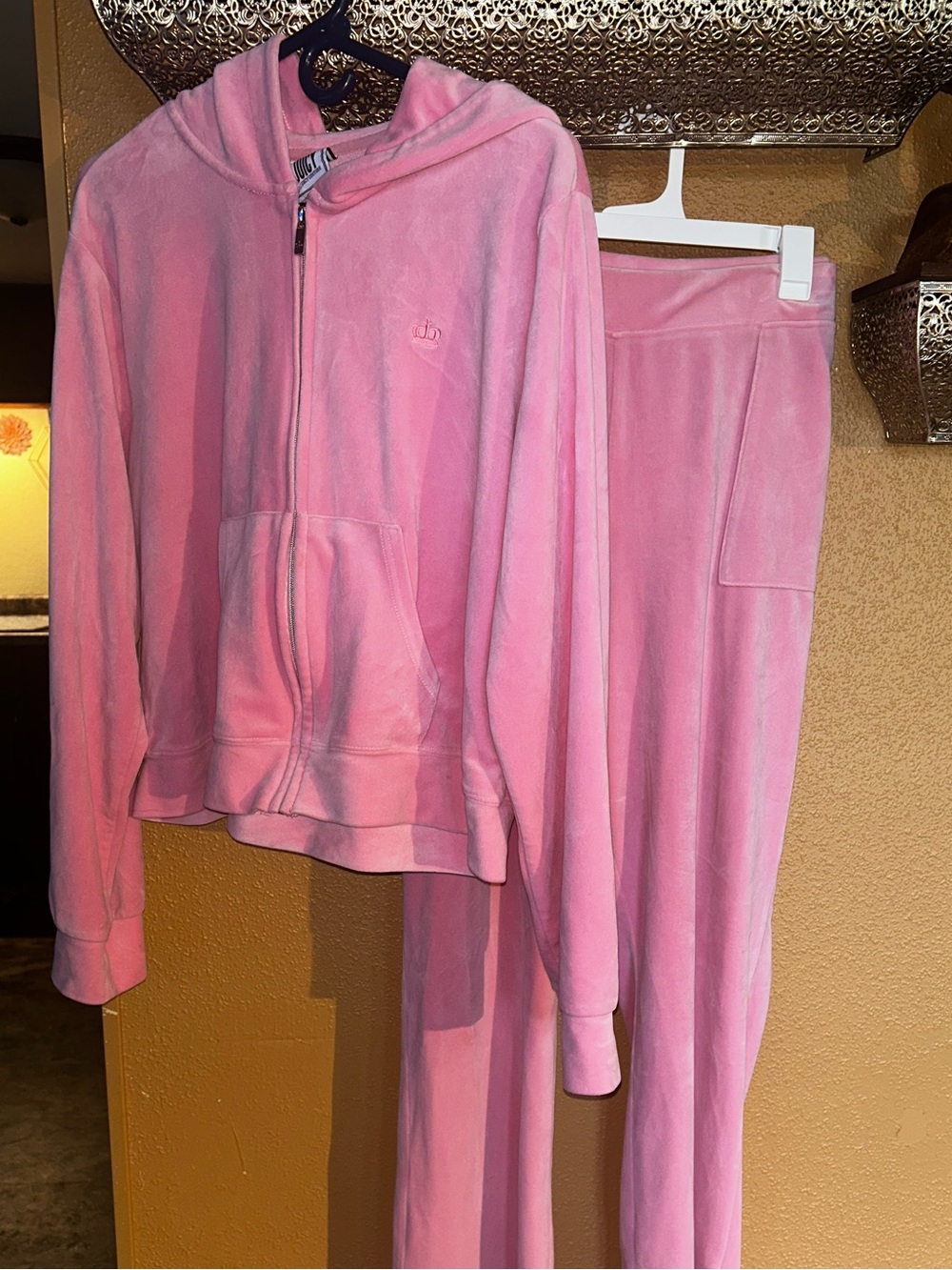 Juicy Couture Light Pink Velour Hoodie & Pants Set